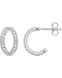 Diamonbliss - Pave Duo Hoop Earrings - Lyst