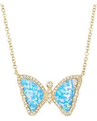 KAMARIA - Mini Opal Butterfly Necklace With Diamonds - Lyst