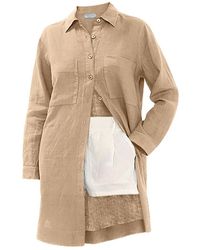 Haris Cotton - Neutrals Long Sleeved Oversized Linen Shirt Dress Beach Sand - Lyst