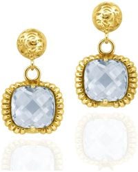 Unaloe - Plated Crystal Drop Earrings With Ornamental Engraved Design Jewelry For - Lyst