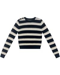 Roch Perel - Neutrals Scalloped Crochet Knit Contrast Sweater - Lyst