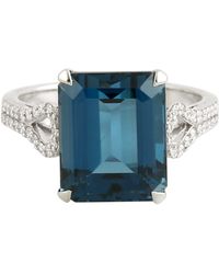 Artisan - Emerald Cut London Topaz & Diamond Cocktail Ring - Lyst