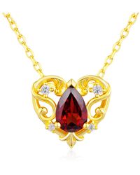 Azura Jewelry New York - Rosy Heart Mozambique Garnet Necklace Vermeil - Lyst