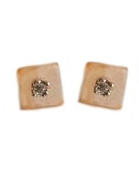 Lily Flo Jewellery - Peach Moonstone Lab Grown Diamond Stud Earrings - Lyst