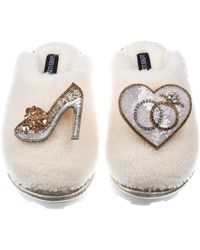 Laines London - Teddy Closed Toe Slippers With Mrs Heel & Wedding Rings Brooches - Lyst