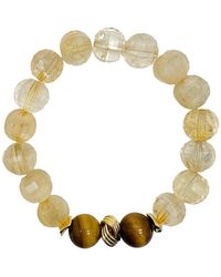 Farra - Natural Citrine With Natural Tiger-Eye Stone Bracelet - Lyst