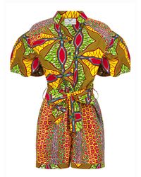 Ohema Ohene - Ella Print Clash Playsuit - Lyst