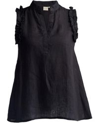 REISTOR - Sleeveless Hemp Top With Ruffles - Lyst