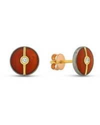 Ecce | Artisan Diamonds - Enamelled Mini Multi Diamond Buttons 14K Earring - Lyst