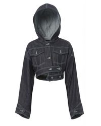 Gao Republic - Jacket Cropped Hooded Denim - Lyst