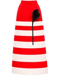 Julia Allert - Contemporary Striped A-Line Skirt, Floral Detail– - Lyst