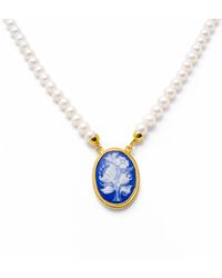 Vintouch Italy - Wildflower Cameo Necklace With Pearls - Lyst