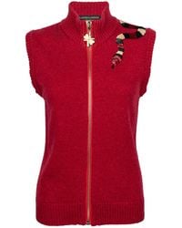 House of Laines London - Cashmere-Wool Gilet With Hand-Embellished Shoulder Snake - Lyst