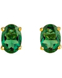 Juvetti - Ova Gold Earrings Set With Emerald - Lyst