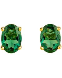 Juvetti - Ova Gold Earrings Set With Emerald - Lyst