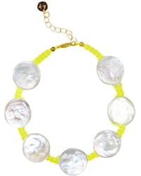 Adriana Pappas Designs - Coin Pearl Anklet On Colored Cord - Lyst
