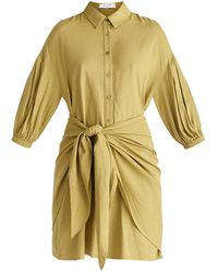 Paisie - Linen Blend Shirt Dress In Olive - Lyst