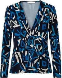 Conquista - Geometric Print V-Neck Long-Sleeve Top - Lyst