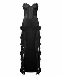 Miss Circle New York - Talia Satin Lace Corset Maxi Dress - Lyst