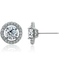 Diamonbliss - Floating Stone Halo Stud Earrings, Two Carats, Platinum - Lyst