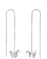 Origami Jewellery Swan Chain Earrings - Metallic