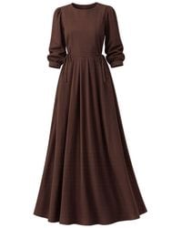 Nikka Place - Maxi Linen A-Line Dress With Bishop Sleeves And Pockets - Lyst