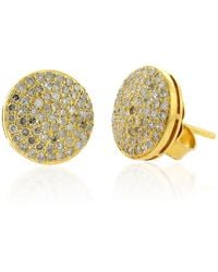 Artisan - Solid Yellow Gold Natural Diamond Handmade Stud Earrings - Lyst