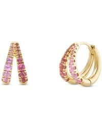 Dinny Hall - Signature Duo Rubellite & Sapphire Huggie Hoops - Lyst
