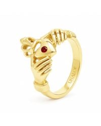 Unaloe - Ruby Heart With Hands Ring – -Plated Sterling - Lyst