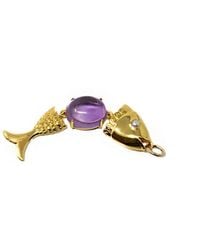 NASI SILVER - Swimming Fish Neshama Pendant- Amethyst & Freshwater Pearl - Lyst