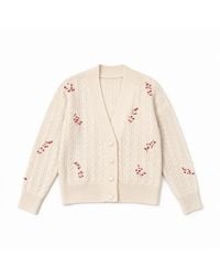 Brodie Cashmere - Neutrals Flower Cable Cardi - Lyst