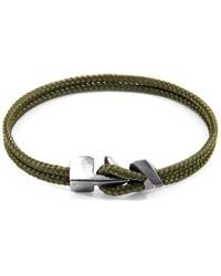 Anchor and Crew - Khaki Green Brixham Silver & Rope Bracelet - Lyst