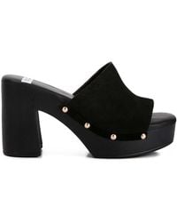 Rag & Co - Cartera Soft Suede High Block Heel Clogs - Lyst