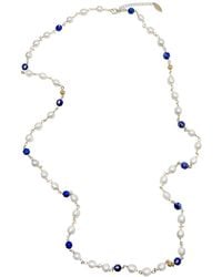 Farra - Freshwater Pearls With Lapis Multi-Way Necklace - Lyst