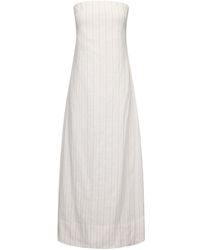 NUAJE NUAJE - Rhea Strapless Midi Linen Dress - Lyst
