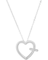 Kylie Harper - Sterling Diamond Cz Heart Cross Pendant Necklace - Lyst