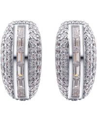 Onewildone - Flex Pavé Huggie Earrings With Baguette Accent Stones - Lyst