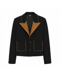Luroq London - Cropped Blazer With Suede Accents - Lyst