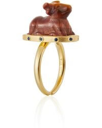 W.J.Y. STUDIO - Handmade Engraved Goat Ram Tiger Eye Gemstones Ring - Lyst