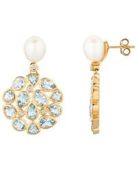 Lulu B London - Topaz & Pearl Statement Stud Drop Earrings - Lyst