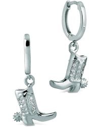 Shaded the Label - Jessie Cowboy Boot Sterling Huggie Hoop Earring - Lyst