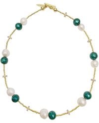 Farra - Malachite With Freshwater Pearls Versatile Choker Or Bracelet - Lyst