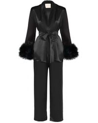 Maguy De Chadirac - Bedtime Glamour Silk And Faux Fur Signature Pyjama - Lyst