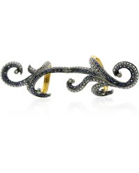 Artisan - Sapphire Diamond 18k Gold 925 Sterling Silver Designer Long Ring Jewelry - Lyst