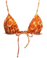 Patti Jane Swim - Sharon's Sunny Floral Front-Tie Triangle Bikini Top - Lyst