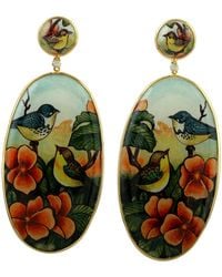 Artisan - Bakelite & Enamel Bird Motif Drop Earrings With Diamond - Lyst