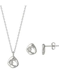 Spero London - Dripping Molten Natural Textured Sterling Authentic Pendant Necklace & Earring Set - Lyst