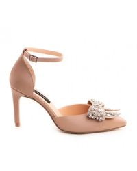 The 5Th Element - Neutrals Nude Crystal Bow Stiletto - Lyst