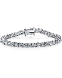 Genevive Jewelry - Genevive Sterling Plated With Clear Cubic Zirconia Stylish Tennis Bracelet - Lyst