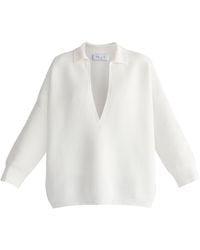 Paisie - Low Cut Polo Collar Ribbed Jumper - Lyst
